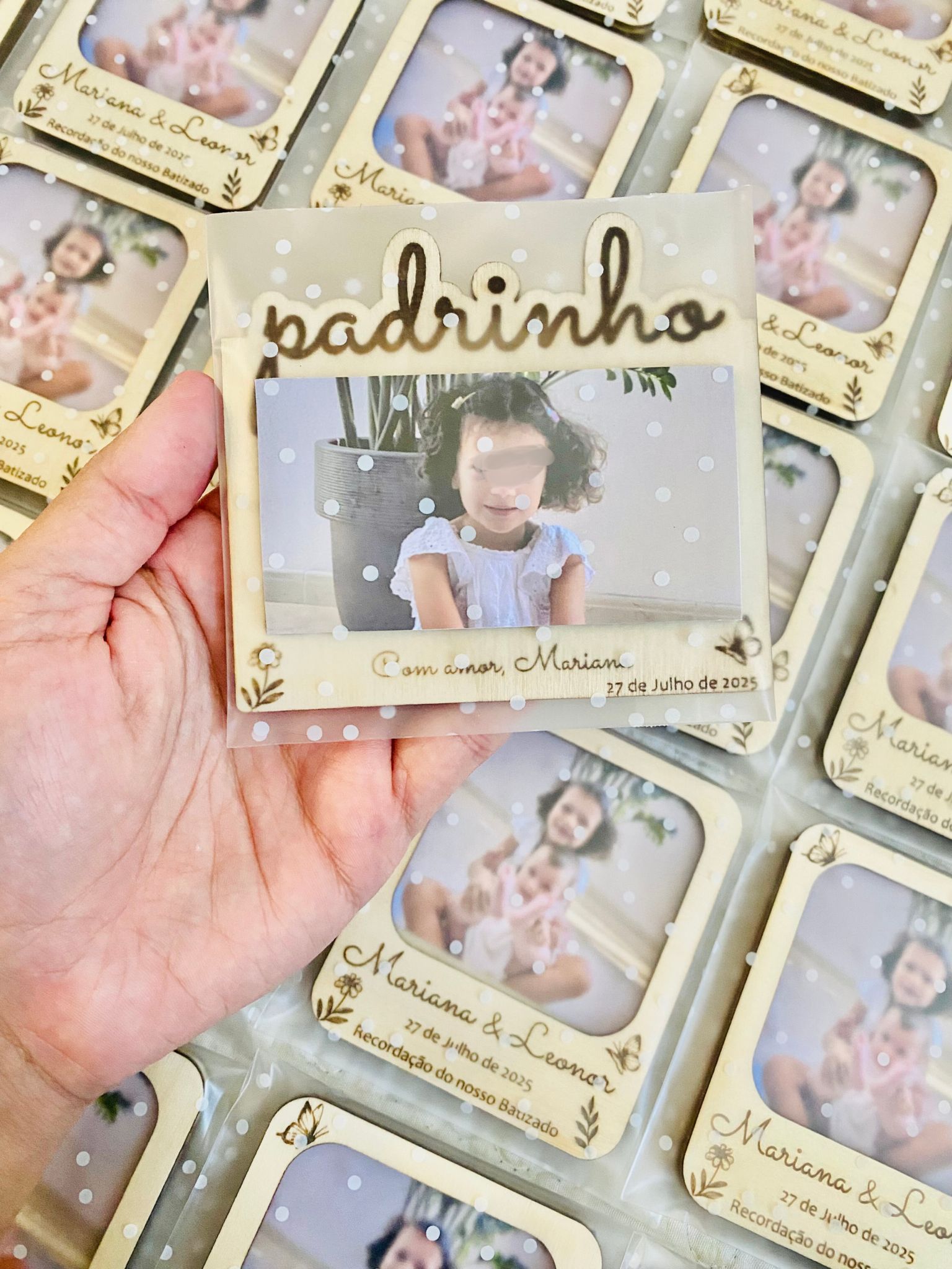 Íman em madeira com fotografia - Padrinho