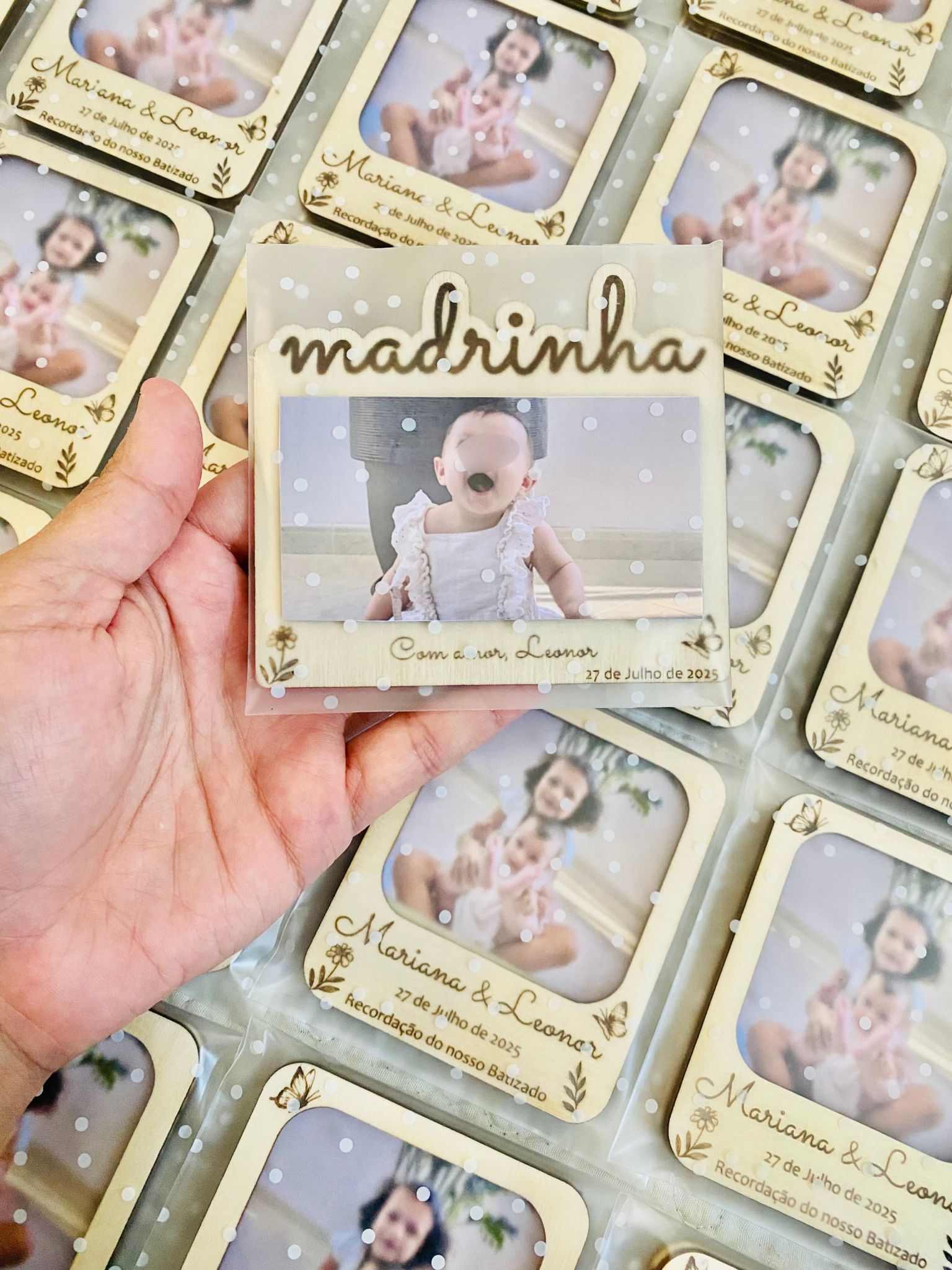 Íman em madeira com fotografia - Madrinha